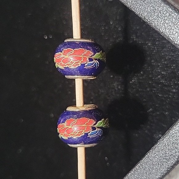 925 Glass beads/charms. Matching pair. - Picture 1 of 6